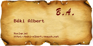 Béki Albert névjegykártya